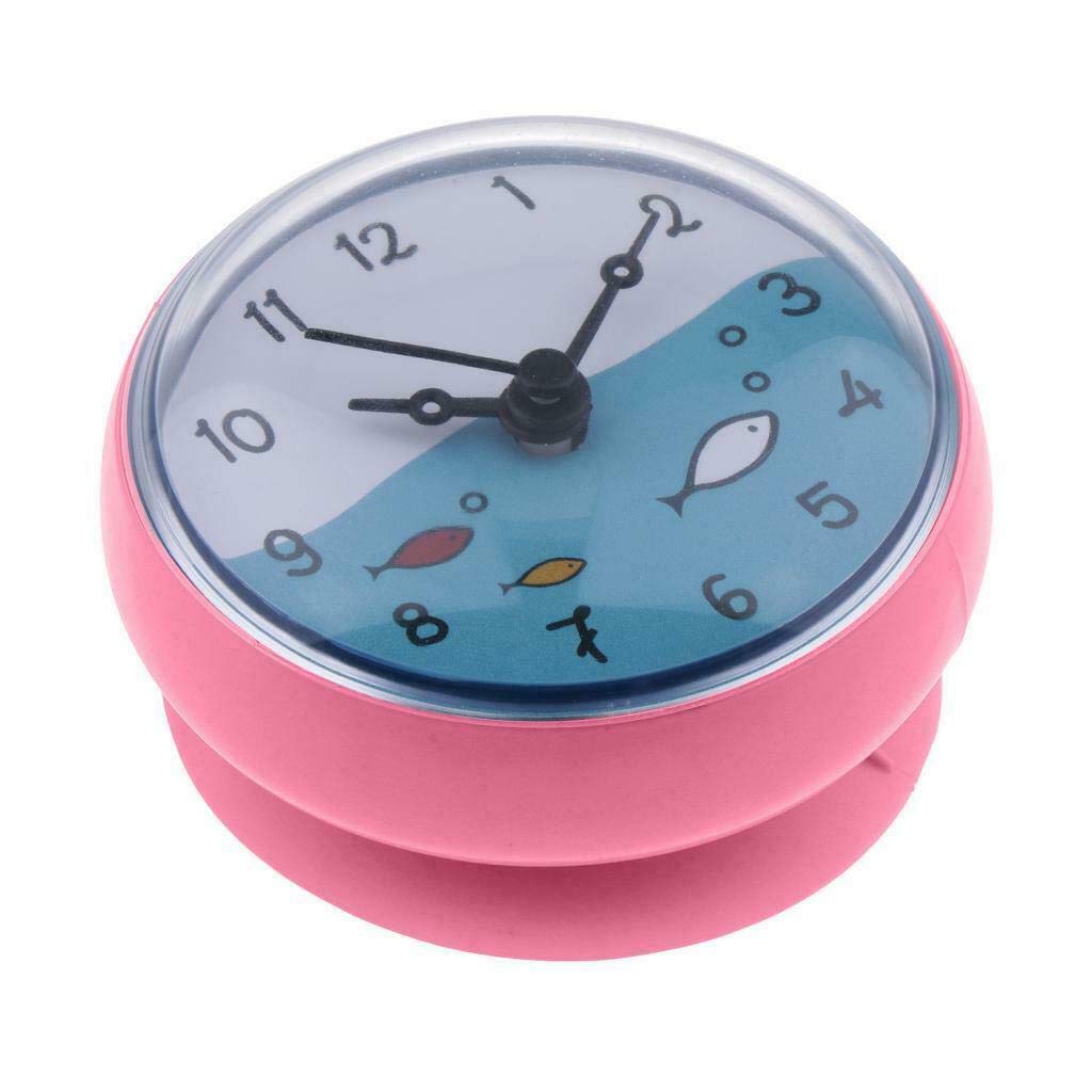 Clocks Shower Bathroom Clock Waterproof Time Display Home Decoration - (Color:Pink)