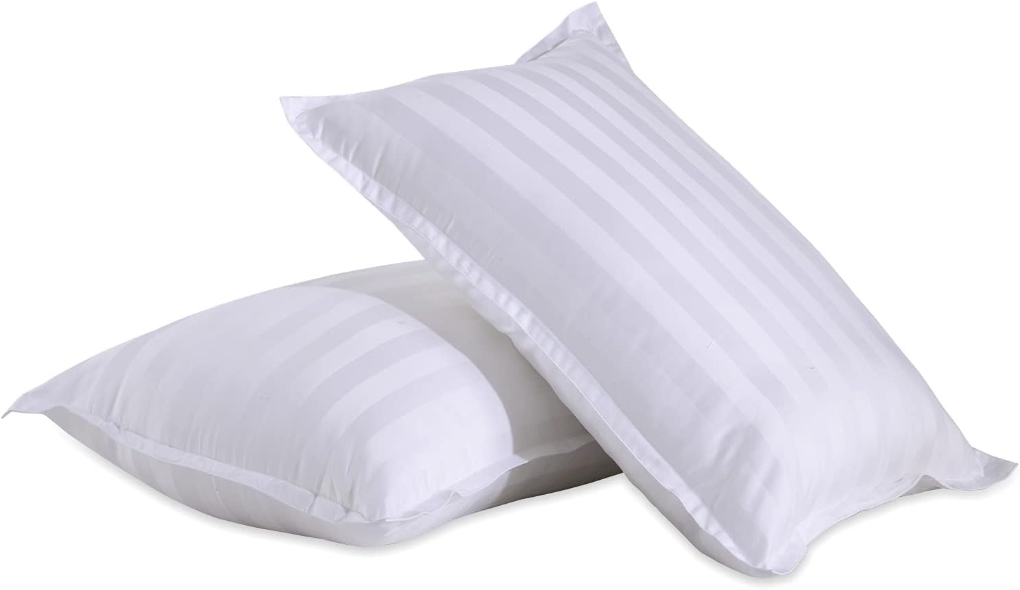 Sherwood Hotel Collection Pillows (2-Pack) - Luxury Down Alternative Soft Sleeping Pillow - 1000TC Cotton Cover (White Stripe, Queen)