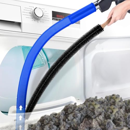 PetOde 2 Pieces Dryer Vent Cleaner Kit Compatible with Most Vacuum Cleaner, Dryer Lint Brush and Vacuum Hose Attachment, Quickly Lint Remover, Deep Blue