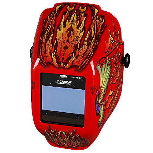Image of Jackson Safety Ultra-Lightweight Insight Digital Variable Auto Darkening Filter Welding Helmet, Nylon, Halo X, Flaming Butterfly, Universal Size, 46109