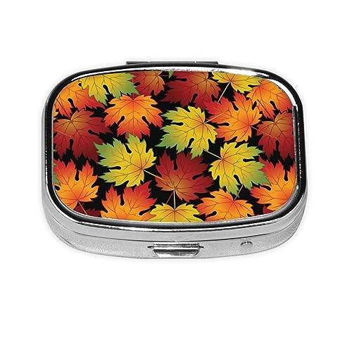 ピルケース 薬ケース 紅葉 秋の落ち葉 スクエアピルボックス ピルボックス 小さなピルボックス ミニピルボックス ミニ薬箱 携帯ピルケース 収納ボックス 小物入れ 携帯用 くすり整理 人気 長方形 薄型 コンパクト 小型 おしゃれ くすり整理 ピルミニサイ
