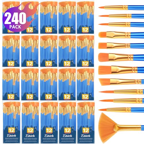 Image of ESRICH Paint Brushes Set, 20Pack 240pcs Paint Brush for Acrylic Painting