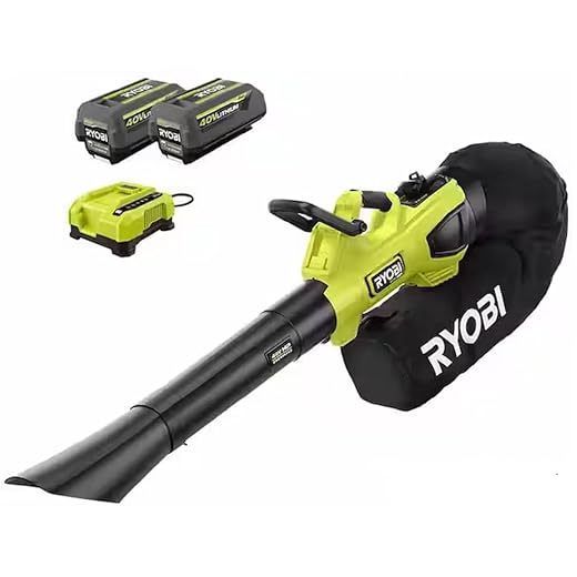 RYOBI 40V HP Brushless 100 MPH 600 CFM Cordless Leaf Blower/Mulcher/Vacuum with (2) 4.0 Ah Batteries and Charger Green
