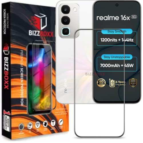 Image of Edge to Edge Tempered Glass For realme 16x 5G Screen Protector Guard - HD Clarity, Anti-Fingerprint Screen Guard (realme 16x - 6.8 Inch) With Installation Kit - Pack of 1