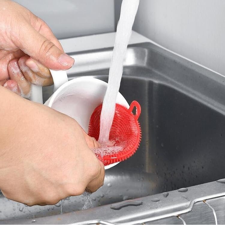 Apritec Silicone Dish Scrubber Sponge Mildew Free, Non Stick, Heat Resistant Kitchen Cleaning Supplies Sponges Multicolor 1