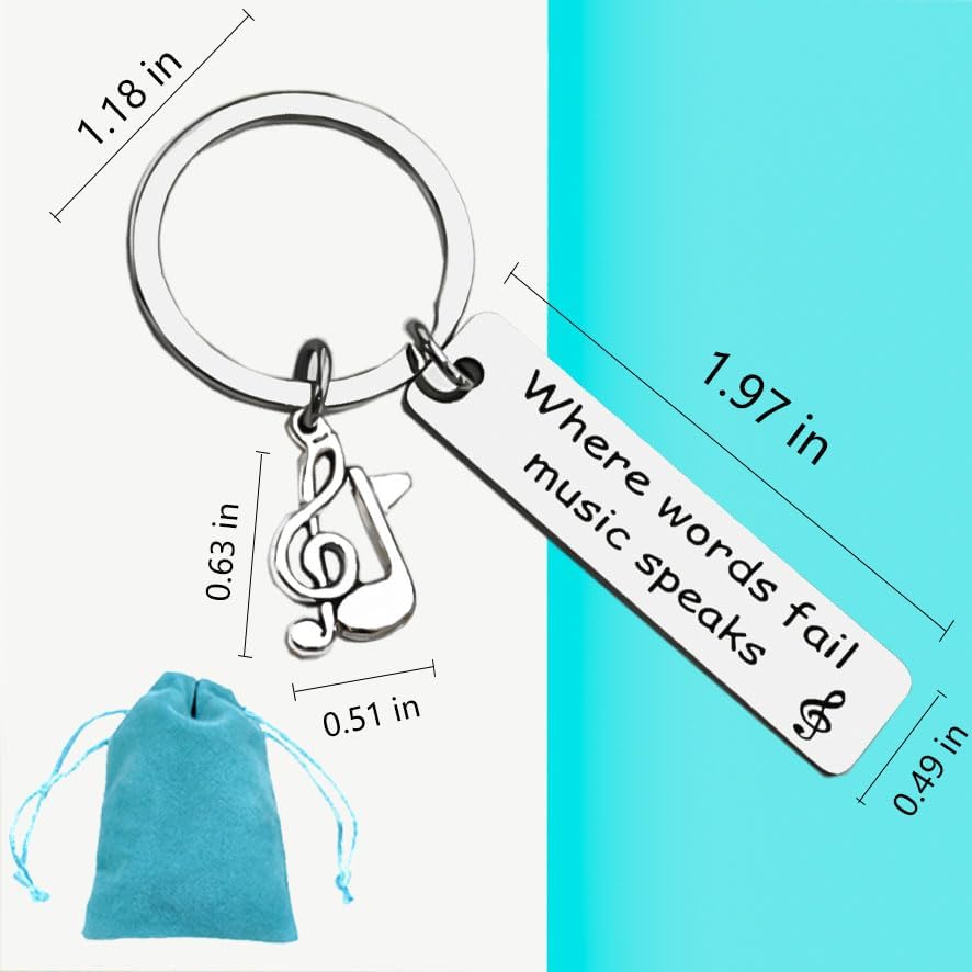 Music Teacher Keychain Appreciation Christmas Gifts Inspirational Gifts for Musicians Key Ring Musical Note Charm Keychain - Image 2