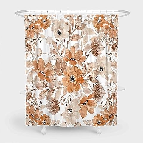 SHENGJUN 72x72 Inch Fall Shower Curtain, Fall Maple Leaves Floral Shower Curtains for Bathroom, Autumn Thanksgiving Day Harvest Decor Waterproof Fabric with 12 Hooks Cover