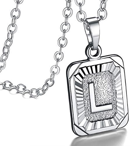 FOCALOOK Letter Pendant Necklace for Women Men Stainless Steel/Gold Plated Initials Jewellery Captial A-Z Alphabet Charm Adjustable Chain 20"+2"inches
