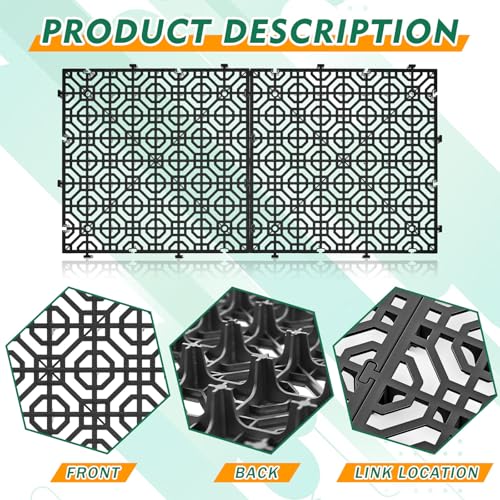 Image of 10 Pcs Ground Protection Mats, Interlocking Black 15.7 x 15.7 in