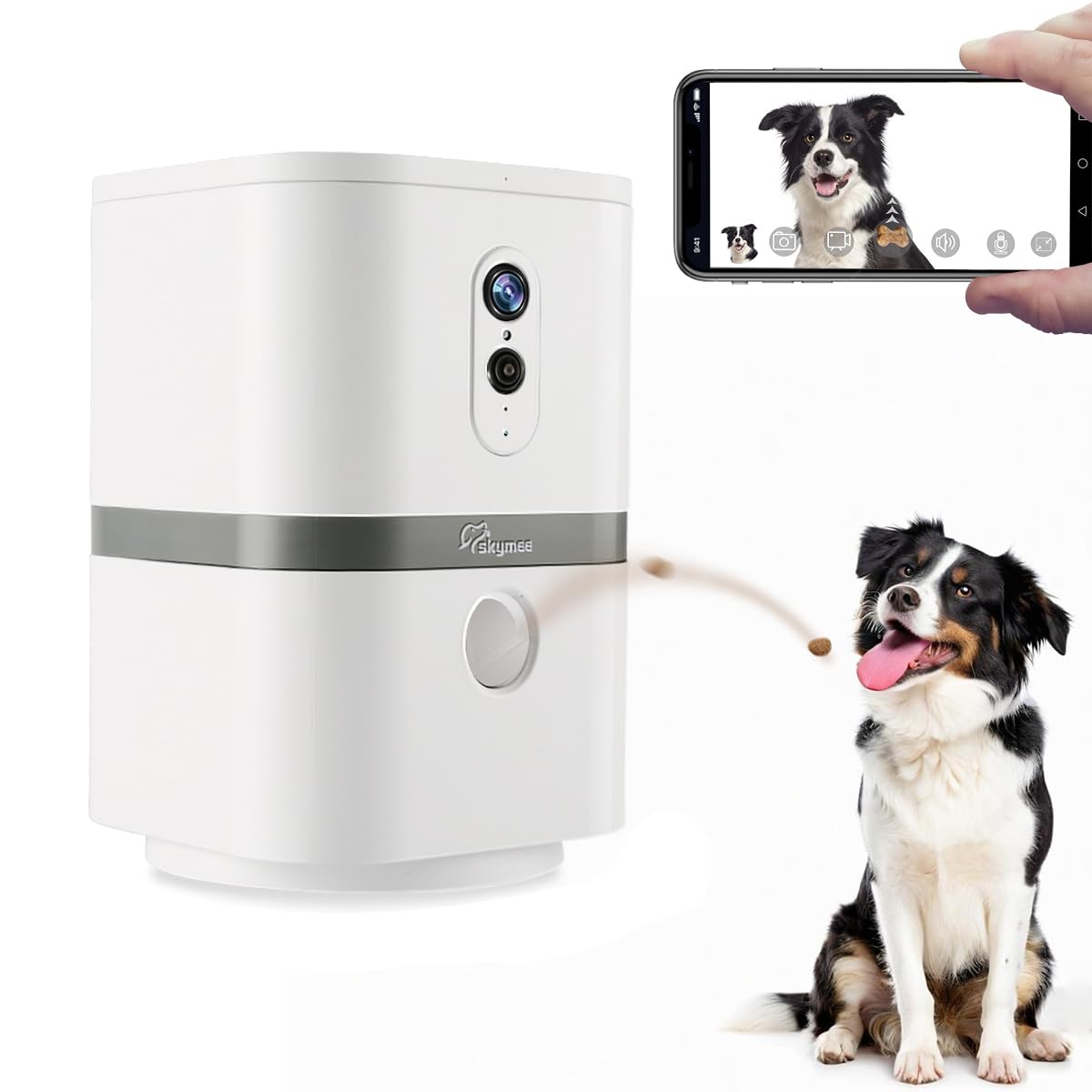 Petalk AI II Dog Camera Automatic Treat Dispenser, 5G WiFi Pet Camera with 180° Pan Full-Room View