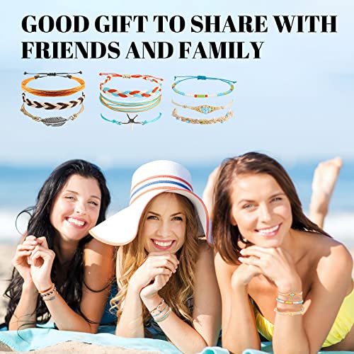 Hicarer 21 Pieces Surfer Wave Bracelet Ocean Wave Adjustable Waterproof Handmade Friendship Bracelet Summer Sunflower Bracelets Anklets Jewelry For Women Teen Girls(Cool Style) #TOP2