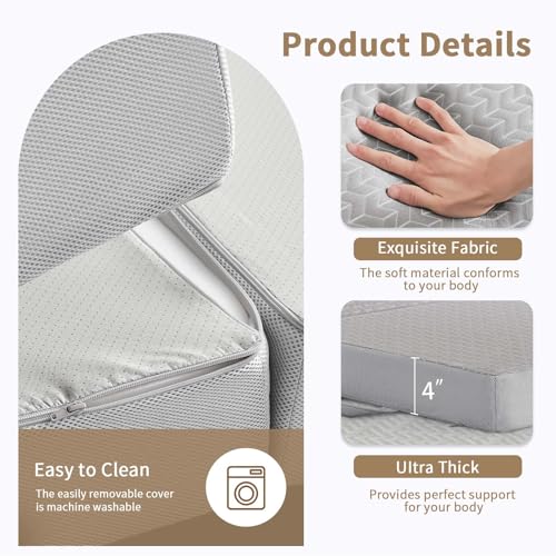 Image of Folding Mattress Twin XL, 6 inch Trifold Mattress Sofa Bed for College,Grey