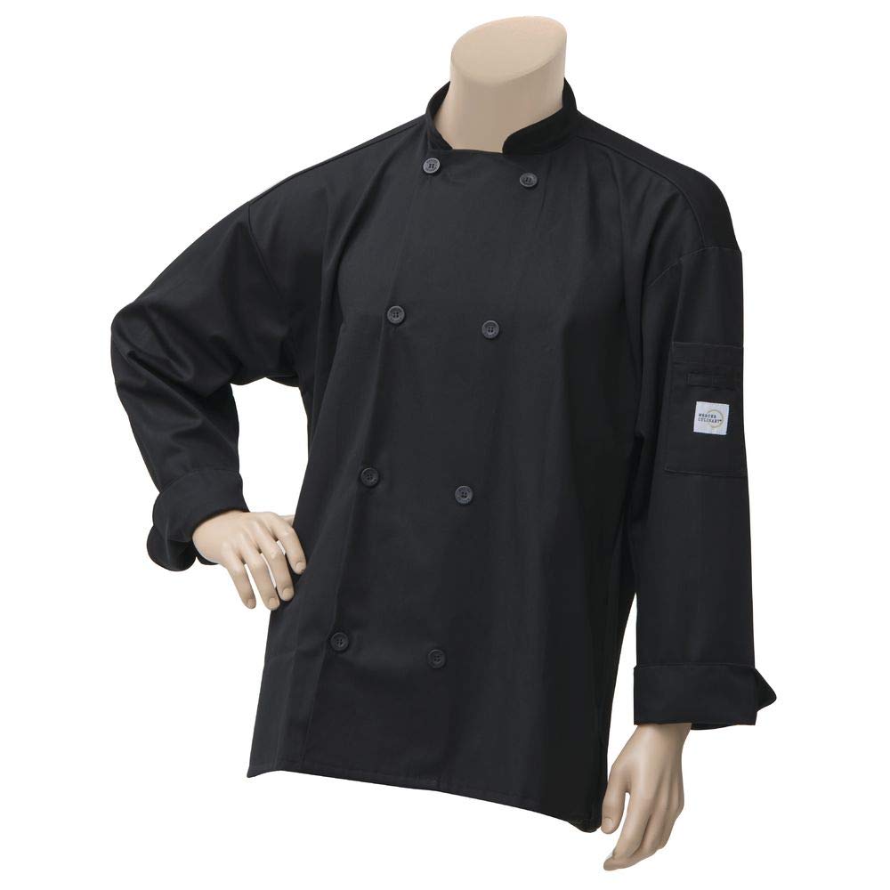 Mercer Culinary M60017BKM Millennia Air Men's Black Cook Jacket with Full Mesh Back, Medium