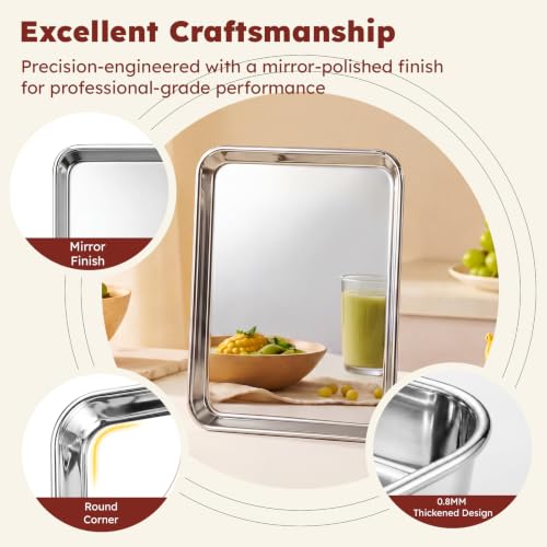 Baking Sheet Set of 3: Stainless Steel Cookie Sheets for Baking - Image 3
