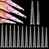 4XL Stiletto Nail Tips, 312PCS Extra Long Clear Nails Tips for Acrylic Nails Professional, Half Cover Stiletto Nail Tips 10 SIZES Super Long False Nail Extension Nails with Refills Size 5 6