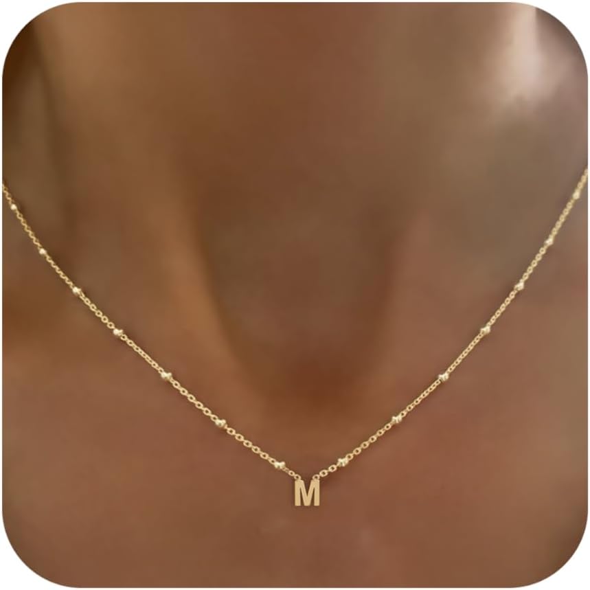 Initial Necklaces for Women Dainty 14k Gold Plated Letter Necklace Trendy A-Z Pendant Choker Necklace Cute Name Personalized Fashion Jewelry Gift for Women Her - Image 7
