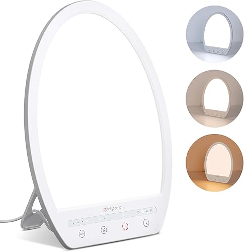 Comfytemp SAD Lamp, Up to 10000 Lux Light Therapy Lamp for Seasonal Affective Disorder, Natural Sunlight Daylight Lamp with 3 Color Temperature & 4 Brightness, Touch Control Happy Lamp for Home/Office
