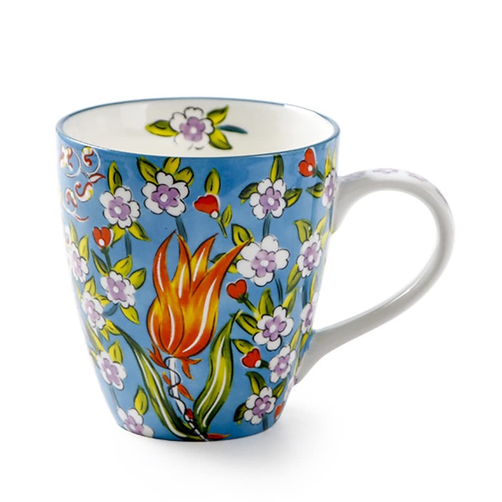 Tasse à petit-déjeuner en porcelaine blanche peinte à la main 550ml