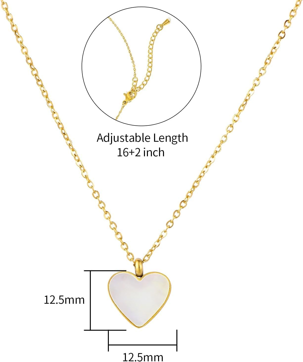 Heart Natural Stone Necklace for Women 18k Gold Electroplated Love Malachite Abalone Pendant Heart Jewelry Birthday Christmas Gifts for Mother Wife - Image 5