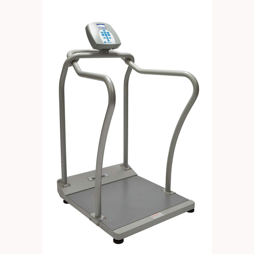 Health o meter 2101KG Digital Platform Scale with Live Handrails 454 kg Capacity BMI Calculation Antimicrobial Keypad Swivel