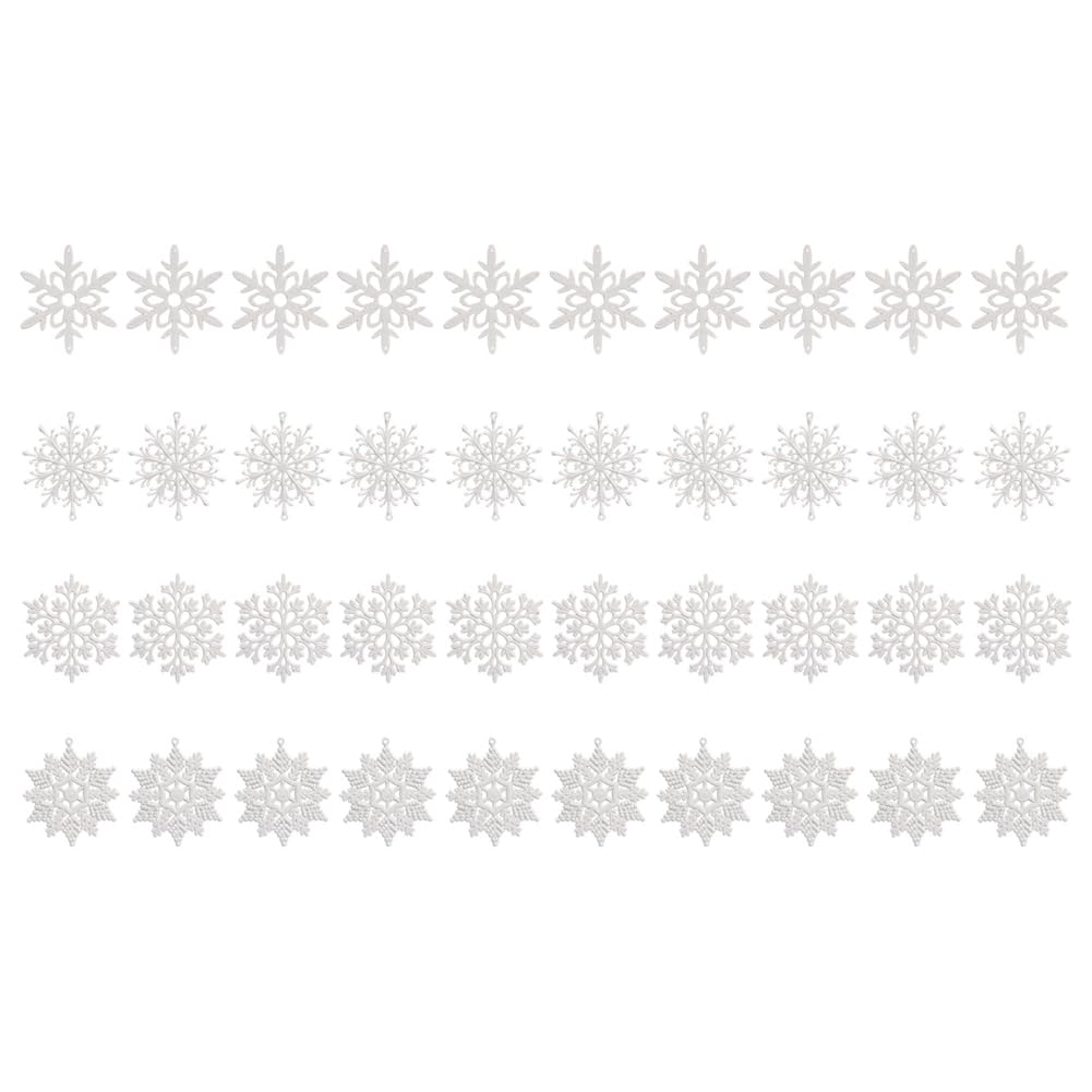 CTRLZS Pack of 40 Glitter Snowflake Christmas Ornaments Xmas Tree Hanging Decoration Atmosphere Charm Home Decor Gifts