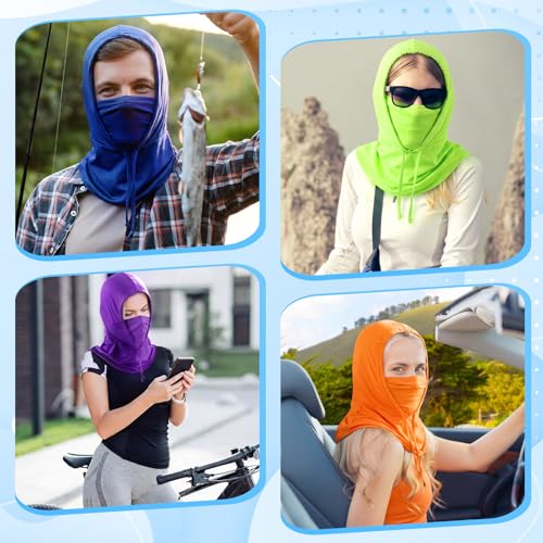 Image of Patelai 6 Pcs Summer Balaclava UV Face Mask Sun Protection Cooling Hood Full Head Face Cover for Women Men Cycling Fishing