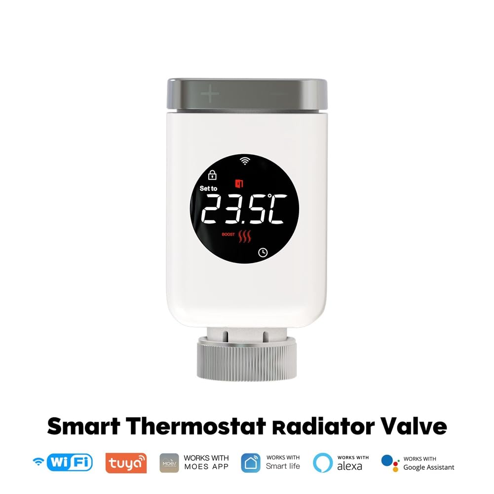 Tuya Smart WiFi, cabezal termostático, actuador de válvula de radiador, controlador de temperatura inteligente TRV WiFi, vida inteligente, WiFi, duradero, fácil de usar