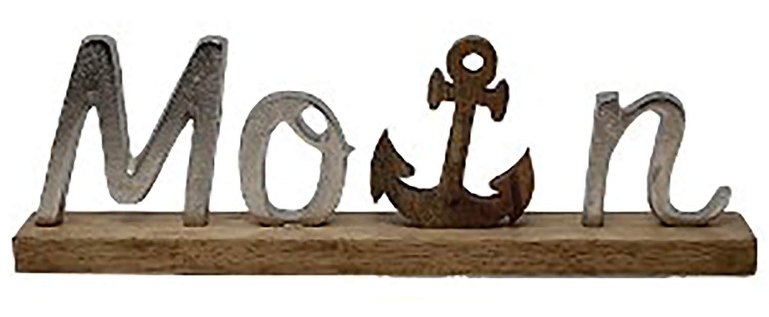 Spetebo Maritimer Deko Aufsteller Anker - 31x29cm Metall Mit Mangoholz Fuß