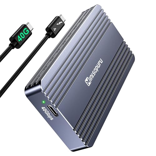 Minisopuru 40Gbps M.2 NVMe SSD Enclosure with Thunderbolt Cable, 8TB Thunderbolt NVME Enclosure for M1 M2 Pro/Max, USB4/3.2/3.1/3.0/2.0, Thunderbolt Enclosure Support 2280/2260/2242/2230 M & B+M-Key