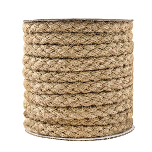 Tenn Well Braided Jute Rope, 25 Feet 11Mm Thick Twine Rope For Crafting, Cat Scratching, Gardening, Bundling, Farmhouse Decor, Home Decor