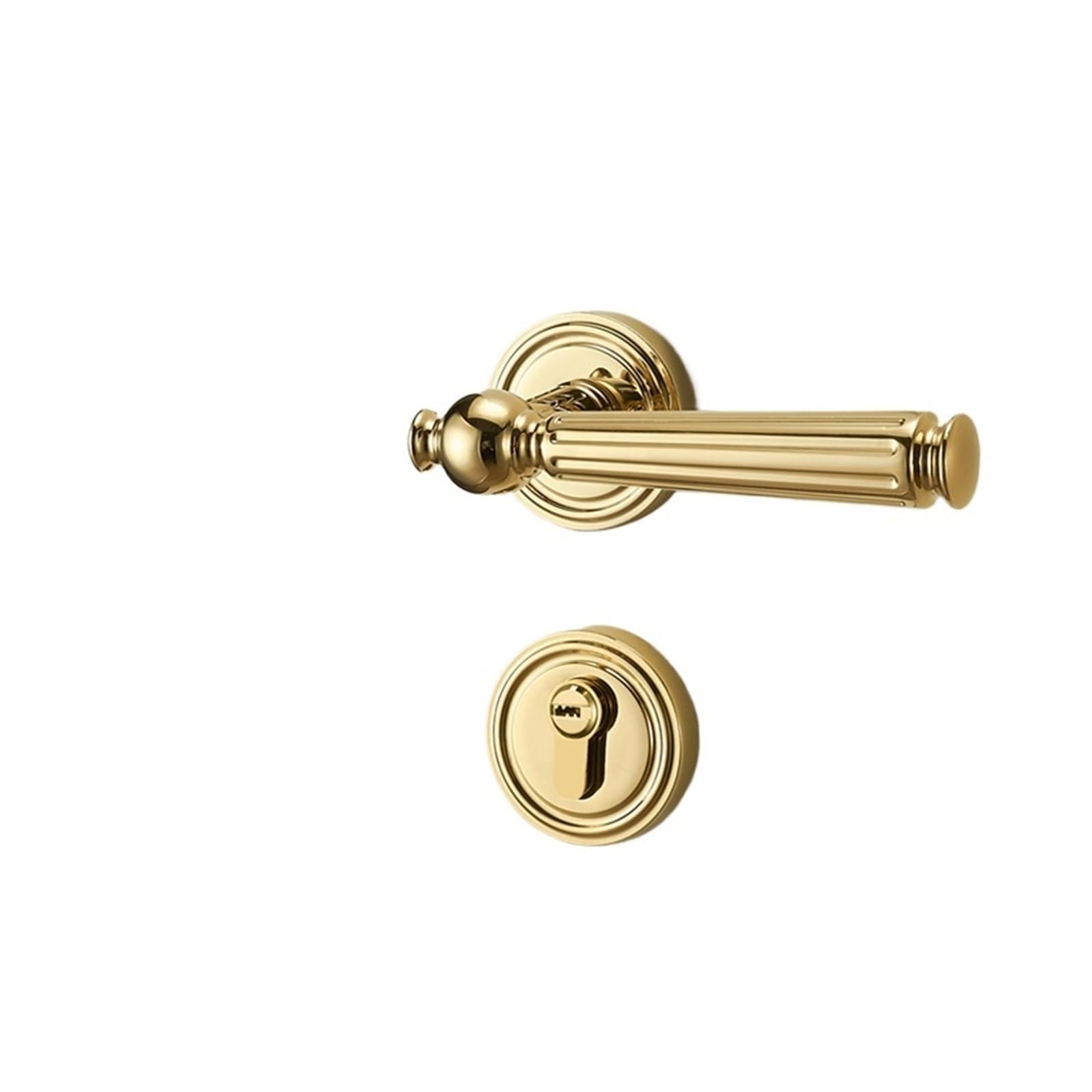 Bedroom wooden door lock split American style silent handle(Bright gold)