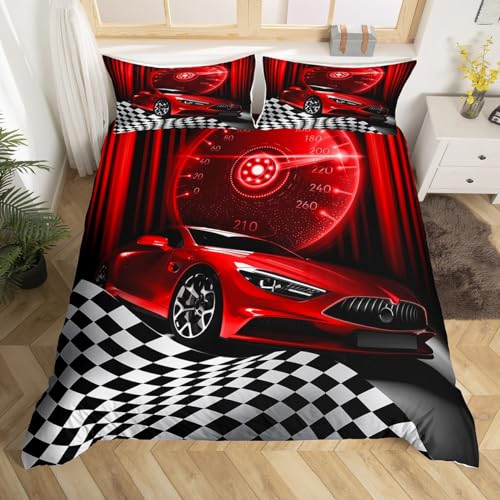Housse de couette voiture de course rouge King Size pour lit d'ado difficile - 2