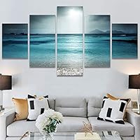 SIGNWIN 5 Panel Canvas Wall Art Modern Art Beach Coastal Expressive Global Multicolor Photography for Home Decorations Ready to Hang - 60