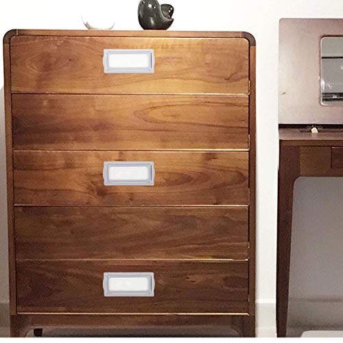 Clip Label Holders, Self Adhesive Metal Bookplates For Books Cards Horizontal, Metal Drawer Tag Label Holder Frame For Office Library File Cabinet(3.1 X 1.4 In 4 Pack, 2.2 X 1 In 6 Pack) #TOP3