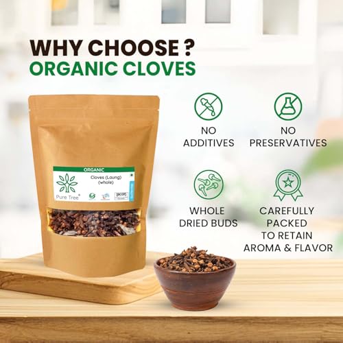 Image of Pure Tree Certified Organic Laung | 850 g | Organic Cloves Whole | Lavang Whole Spices | Aromatic & Flavorful Clove Seeds Khada Masala | Dried Cloves | lavangam
