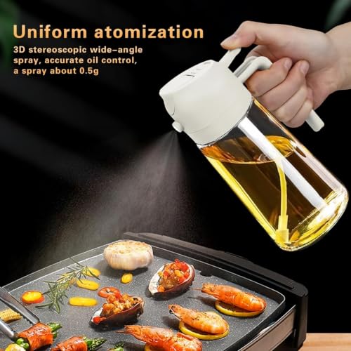 Image of 2 PCS Oil Sprayer, 2 in 1 Oil Sprayer for Kitchen Cooking, 470ml Oil Spray Bottle for Home (Black+White)