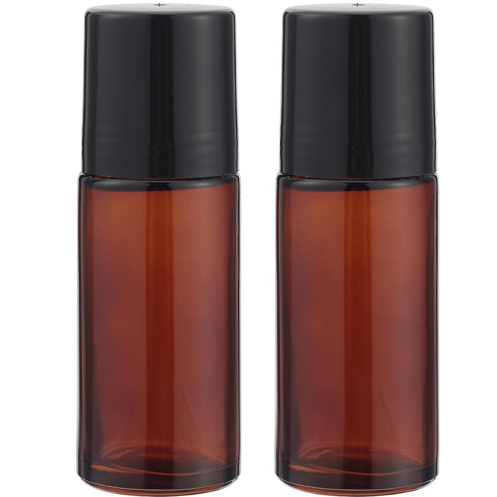 GORGECRAFT 2 Flacons à Bille en Verre de 50ml, Bouteilles en Verre sans Fuite, Flacons Roll On Rechargeables pour Huiles Essentielles et Déodorants, Parfum et Cosmétique, Voyage
