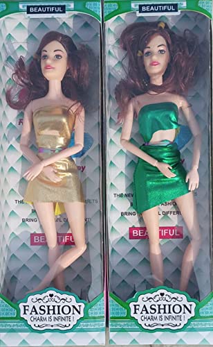 AB99 COLLECTION Beautiful Fashion Charming Doll for Baby Dolls, Movable Joints Knee, Legs, Arms, Hands, Elbow Movable Joints Doll for Baby Girls, Playing Item (30 cm) (Pack of 2)