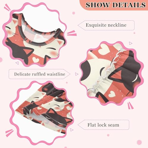 KLL Black Cat White Cute Cartoon Toddler Girls Tank Dresses Swing Beach Sundress Summer Crew Neck3