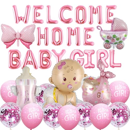 Decoração Baby Shower menina kit rosa WELCOME HOME BABY GIRL lindos padrões desenhos balões revelação gênero bebé para o bebé shower menina revelação género bebé bebé bebé festa de bebé