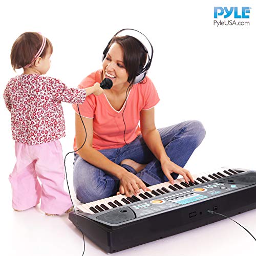 Digital Electronic Musical Keyboard - Kids Learning Keyboard 49 Keys Portable Electric Piano W/ Drum Pad, Recording, Rechargeable Battery, Microphone - Pyle Pkbrd4112 Black #TOP5