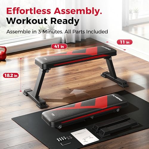 FLYBIRD Foldable Flat Weight Bench for Home Gym, 600 lbs Capacity with Dual Locking for Strength Training, Easy Setup & Storage for Small Apartments, Lifting, Hip Thrust, Dumbbell Workout - image 7