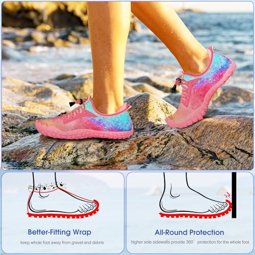 Image of Built-in Heel Grips Water Shoes for Kids Girls Boys Hiking Wide Barefoot Swim Beach Pool Big Kid