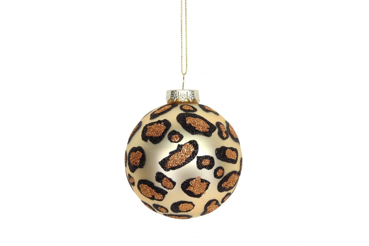 Heaven Sends Gold Glass Leopard Print Christmas Tree Bauble With Hanging Twine