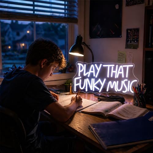 Image of White Neon Sign Led Neon Lights Signs for Wall Decor USB Powered Led Signs for Room Decoration-Play That Funky Music