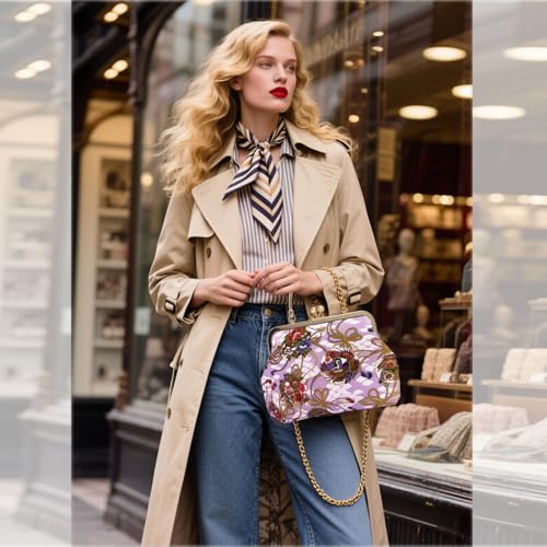 Image of Evening Bag Vintage Purse Kiss Lock Purses and Handbags for Women Formal