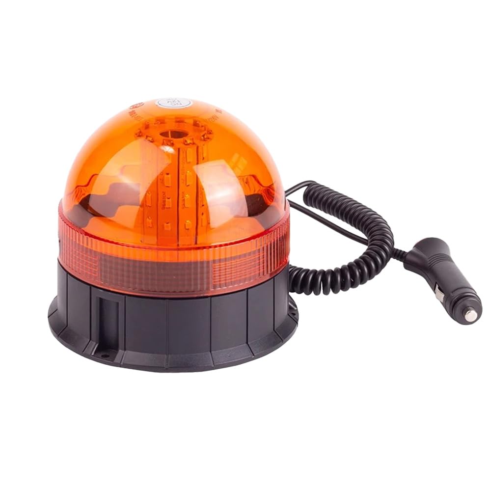 40 LED Rotativo Tractor Led Iman 12V 24V Pirulos Led Rotativo Tractor Luz de Emergencia Ámbar con Magnética 7 Modos, Luz Rotativa con Cable para Vehículos Agrícolas (Con base magnética)