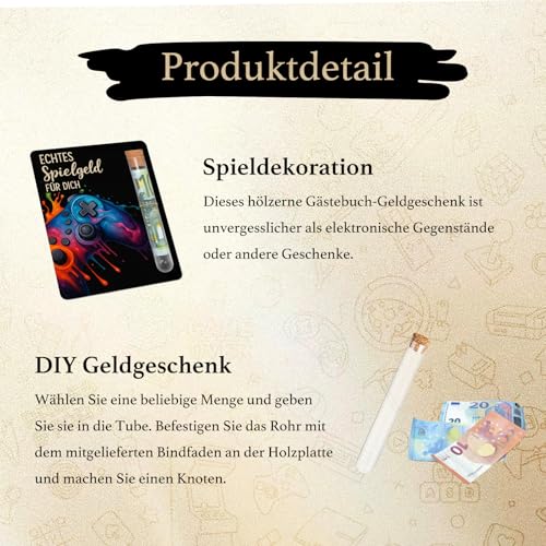 Geldgeschenke Geburtstag Holz Gamepad Set 12 Stück, Lustige Geschenkverpackung Mit Reagenzglas Umschlag Siegel, Das Nervige Geschenk Für 18. Geburtstag Junge Teenager Zocker
