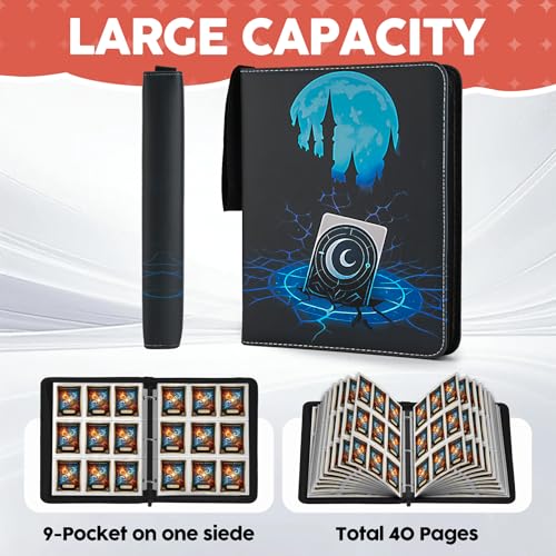 Image of 9 Pocket Card Binder for MTG /YGO /PTCG /Game Cards, Premium Card Collector Book for TCG Players,Toys Gifts for Kids,Holds 720 Cards-Blue