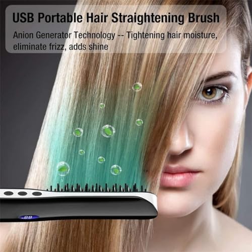 Plancha para Barba y Cabello USB para Hombres y Mujeres, Peine Calentador Eléctrico con Tecnología Ionizante Negativa, Cepillo Alisador miniatura 3